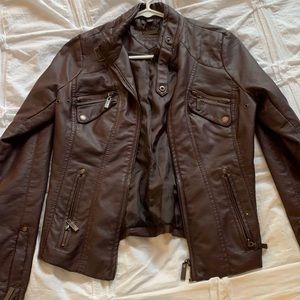 Brown leather jacket